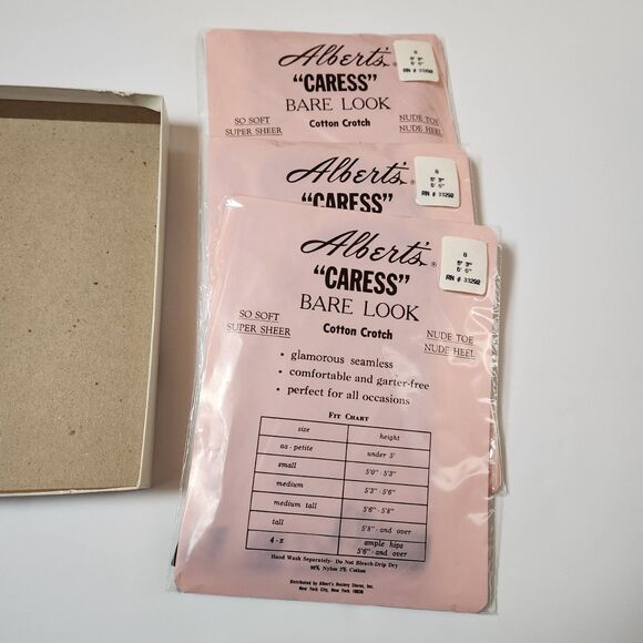 Albert’s Hosiery Caress Bare Look Pantyhose – Off Black, 3-Pack, Vintage - Picture 10 of 11